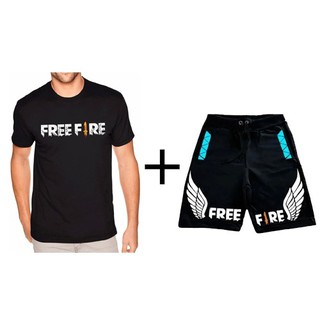 Kit Bermuda Short Free Fire + Camisa ProPlayer Com Nome Personalizado