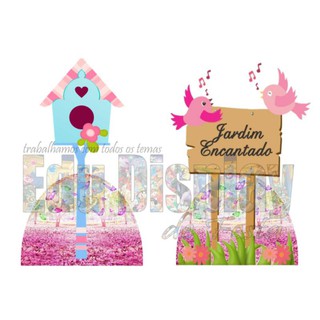 Jardim encantado kit decoração de festa infantil 4 display de 20cm (1)