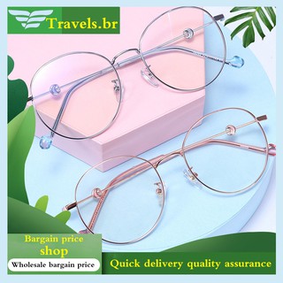 Metal glasses frame fashion blue flat glasses (1)