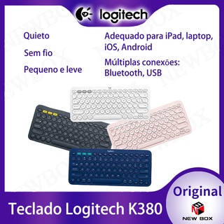 Teclado sem fio Logitech K380, teclado bluetooth pequeno e leve, silencioso