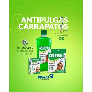 Combo Kit Shampoo + Coleira + Sabonete Antipulgas e Carrapatos para Cães Dugs World (3)