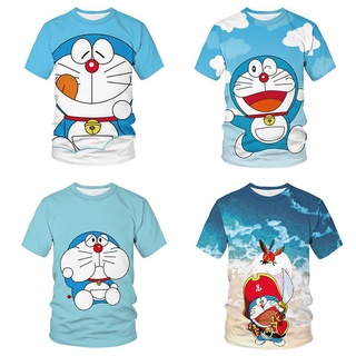 Camiseta Folgada Unissex Manga Curta Estampa Doraemon E Manga Curta