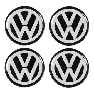 Jogo 4 Emblemas De Calotas Adesivo Resinado Volkswagen 48mm Vw Gol Polo Voyage Saveiro Parati Logus Golf Up