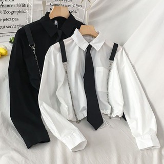 (Liu) Novo Terno Outono Feminino Estudant Vers O Coreana Camisa De Gravata + Cinto De Solta + Cinto De Alto P S Personalizado Macac O (4)