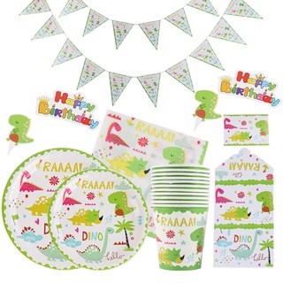 Conjunto de talheres para festa de aniversário infantil tema dinossauro banner copo de papel prato toalha de mesa conjunto de talheres descartáveis (1)