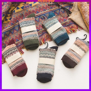5 Pairs Vintage Style Thick Winter Warm One Size Casual Mens Socks for Hiking Men (4)