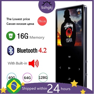 MP3 MP4 Player Com Alto-Falante Bluetooth Touch Key Embutido 8GB 16GB HiFi Metal Mini Walkman portátil Com Gravação De Rádio FM