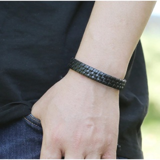 pulseira bracelete masculina feminino em couro preto marrom ajustável