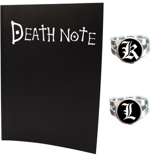 Caderno Morte Death Note L Kira Near Ryuk + Anel regulável