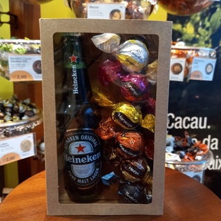 Caixa de Chocolates para Presente de Páscoa com Cerveja Heineken 330 ml (Kit com 3 Unidades)
