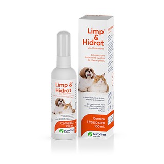 Limp e Hidrat 100ml OuroFinoPet Solução de Limpeza Auricular Cães e Gatos