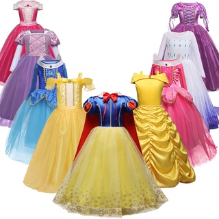 Wfrv Vestido Girls Snow White Dress Birthday Party Cosplay Costume Froen Anna Elsa Fancy Girls Halloween Dress (1)