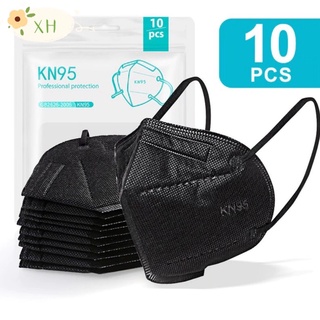 Kit 10 Máscaras Preta Kn95 Proteção Respiratória Pff2 Preta 5 Camadas
