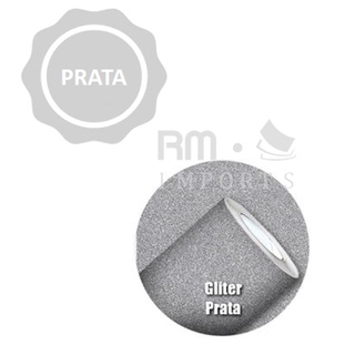 Vinil Adesivo com Glitter PRATA - Recorte P/ Silhouette - 1 metro