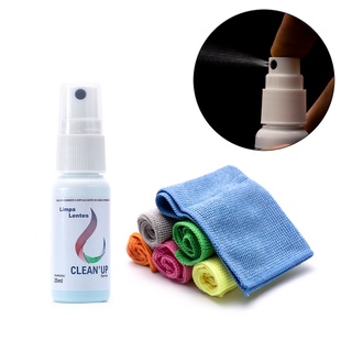 Spray 25ml Limpa Lente Óculos e Tela Celular + 1 Lenço Microfibra Mágica 15x15cm - Clean Up