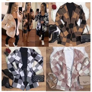 casaco kimono cardigan xadrez feminino de lãzinha tricô inverno importado grosso