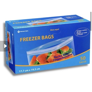 Sacos Bags P/ Congelar Alimentos 50un Tamanho Médio Zip Lock