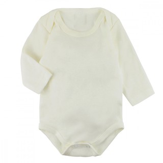 Body Roupa de Bebê Manga Longa Suedine Algodão Branco Creme (1)