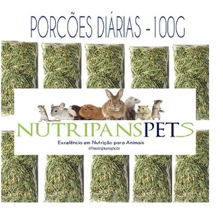 Kit Diário 10 Pactes 100G Feno in Natura + 02 Pactes 100G Feno Saborizado- Nutripanspets