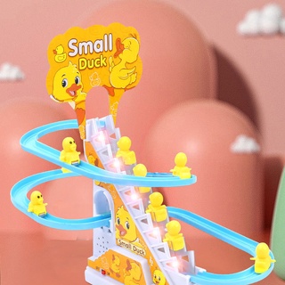Tiktok Mesma Estilo Som E Luz Pequeno Pato Escada Escalada Elétrico Das Crianças Pista Música Amarelo Slide Do Vall Brinquedos