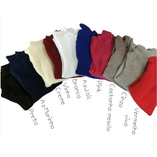 Cacharrel de lã blusa gola alta canelada quentinha tricot várias cores (4)