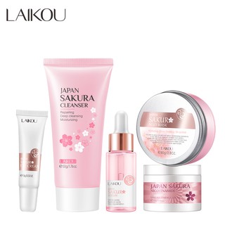 LAIKOU Japan Sakura Whitening Face Serum Cherry blossoms Reduce Spots Anti-aging Face Wash Skin Care Set