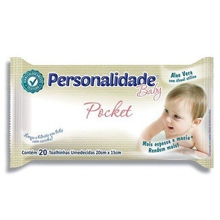 Toalhas Umedecidas Personalidade Baby Pocket 20cm x15cm com 20 unidades