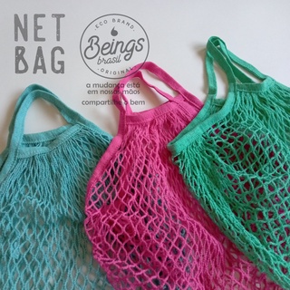 Ecobag Netbag de renda - Algodão cru Off-White Casual - eco-friendly