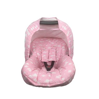 Kit 6 peças colchonete para carrinhos, capa acolchoada para aparelho bebê conforto, almofada ajuste e protetores para cinto cor rosa céu (3)