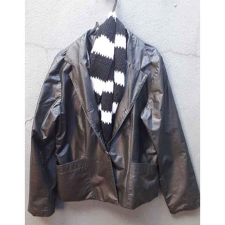 Casaco/jaqueta/blazer de couro ecológico preto feminino