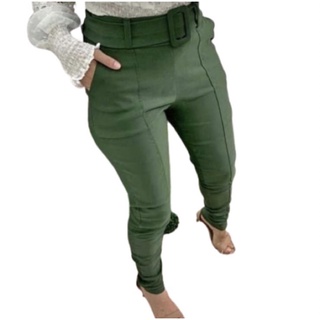 calca skinny bengaline com bolso e cinto cores variadas