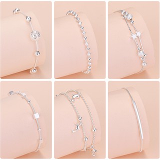 50 designs de prata 925 original 20cm pulseira fofa para mulheres joias de moda acessórios coreanos