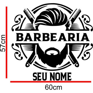 Adesivo 60x57cm Barbearia Barbeiro Bigode Salão Parede Vidro Parede