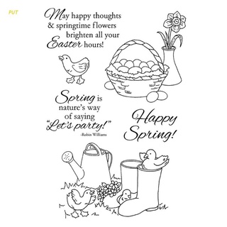 PUT Happy Spring Easter Egg Rabbit Blessing words Silicone Clear Seal Stamp DIY Scrapbooking Stamps Photo Album Decorative