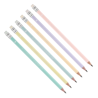 Kit 6 lapis tons cores pastel de escrever hb n.2 premium bor
