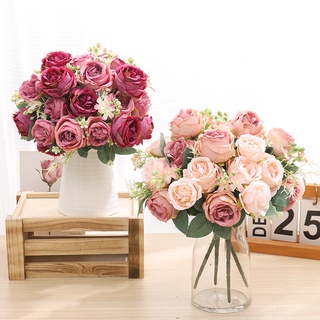 Artificial Hydrangea Rose Silk Wedding Bouquet Home Garden Decoration Fake Flower Valentine's Day Gift