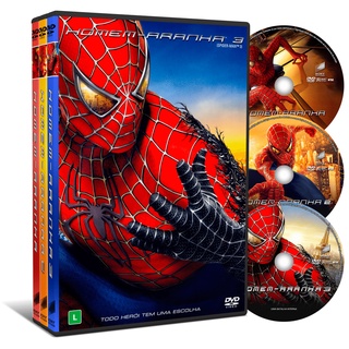DVD Filmes Clássicos Coleção Homem Aranha 1,2 e 3 Dual Áudio