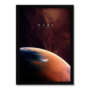 Quadro Sistema Solar Planeta Marte - A3 C/ Moldura E Vidro