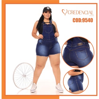 Jardineira Jeans Plus Size Feminina com Lycra (Elastano) Alta Qualidade Tamanho Grande Moda Verão Suspensorio