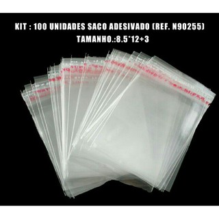 Saquinho Adesivado Transparente Com Adesivo saco 100 Unidades Tamanho ( 8.5*12+3)