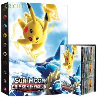 ERICH1 Jogo Mapa Cartões Anime 432 9 Bolso Coletor Livro VMAX GX Pikachu Bluesky Capa Pokemon Álbum (1)