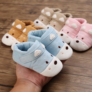 Fashion Cotton Cloth Cartoon Baby Boy Girls Shoes Toddler Moccasins 0-18M Non-slip Soft Bottom Shoes