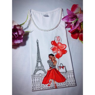 Camiseta / T-shirt ou Baby Look Fashion Paris customizada com pérolas