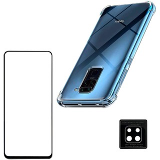 Kit Capa Anti Queda Xiaomi Redmi Note 9 + Película 3D Vidro + Película Nano Flexível Câmera