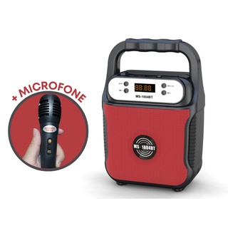 Caixa de Som Bluetooth Com Microfone Potente Fm Recarregável Karaokê