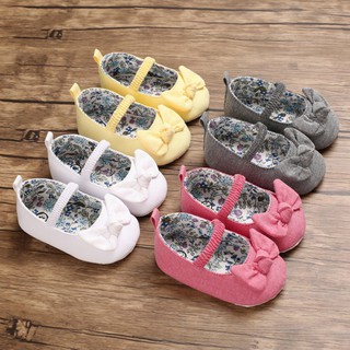 Sapato De Bebê Menina De Algodão Flexível Antiderrapante Com Sola Flexível / Laço Antiderrapante / Sapato De Caminhada