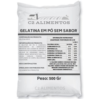 Gelatina sem sabor incolor em pó 500gr