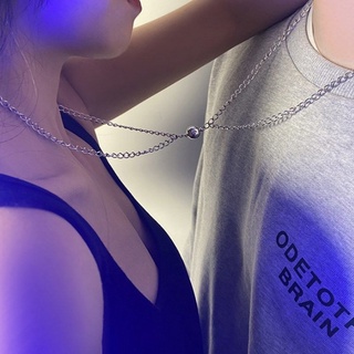 2 peças / conjunto colar de casal colar de pingente colar magnético de longa distância joias de moda feminina e masculina (2)
