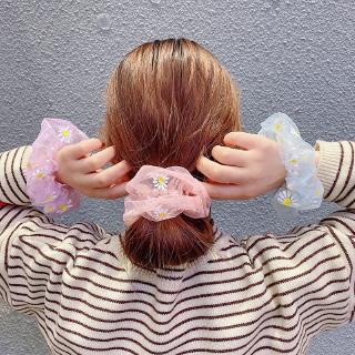 Flower Chiffon Scrunchies cute Lace Hair Bands Daisy Flowers Thin Mesh Scrunchies Elastic Hair Rubber Bands (3)