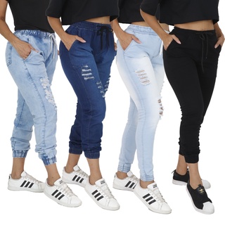 Calça Jogger Feminina Jeans e Sarja Cos Alto Varias Cores (5)